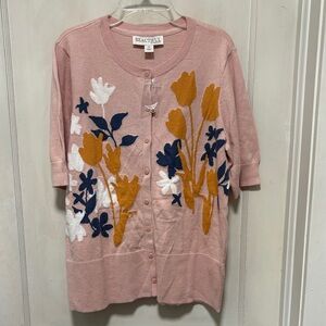 Beautiful by Lowrence Zarian Pink Floral Cardigan Brand New Medium Brand New